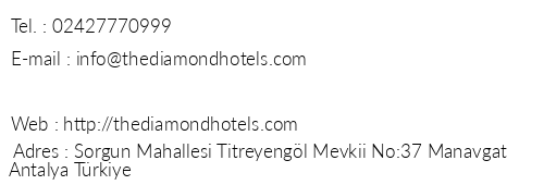 Diamond De Luxe Hotel & Spa telefon numaralar, faks, e-mail, posta adresi ve iletiim bilgileri